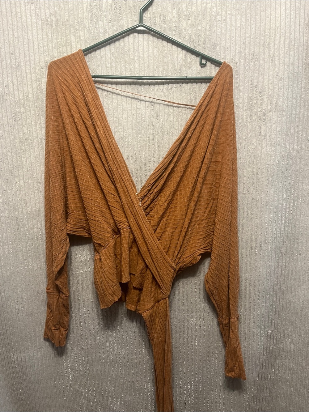 We The Free Rust Wrap Off-the-Shoulder Sweater Large